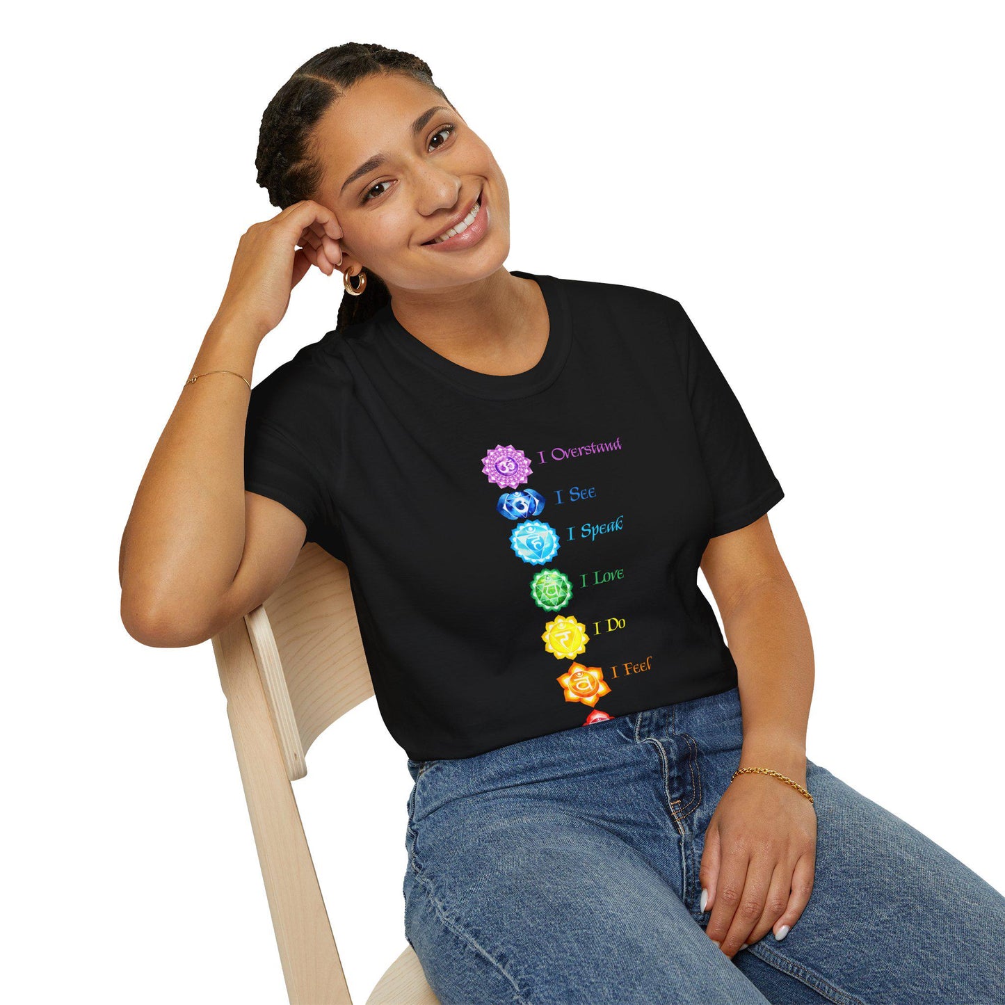 Chakras (Black) gildan soft style Tee shirt