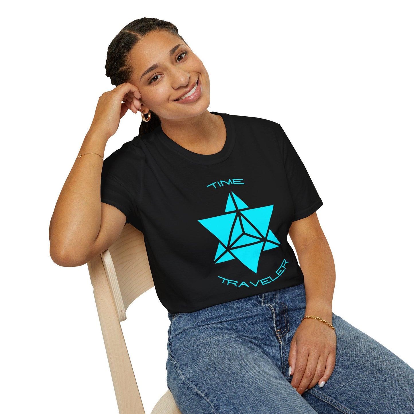 Time Traveler Merkaba (Black) gildan soft style T-shirt