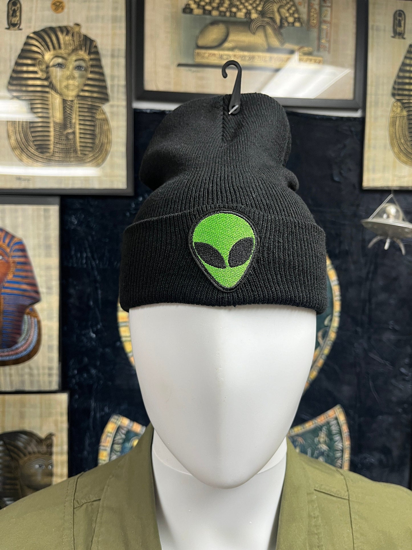 Alien Head/ Third Eye/ Ankh Black beanie (Adult)