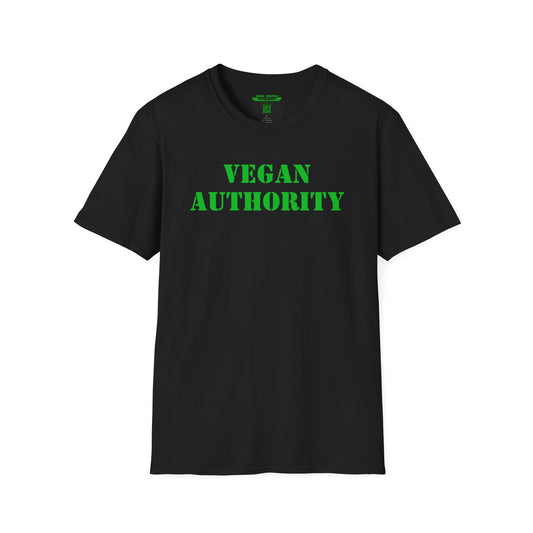 VEGAN AUTHORITY (Black) Gildan Soft style T-Shirt