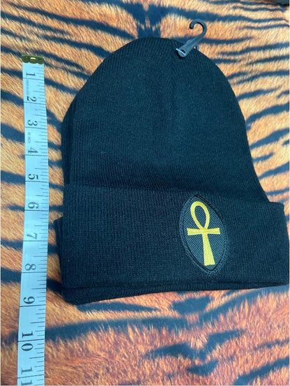 Alien Head/ Third Eye/ Ankh Black beanie (Adult)