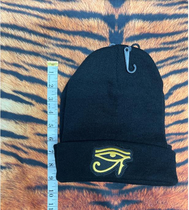Alien Head/ Third Eye/ Ankh Black beanie (Adult)