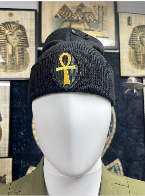 Alien Head/ Third Eye/ Ankh Black beanie (Adult)
